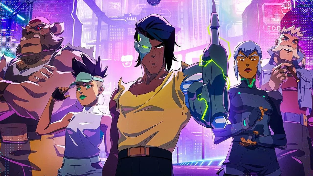 Image panoramique de Captain Laserhawk, A Blood Dragon Remix.